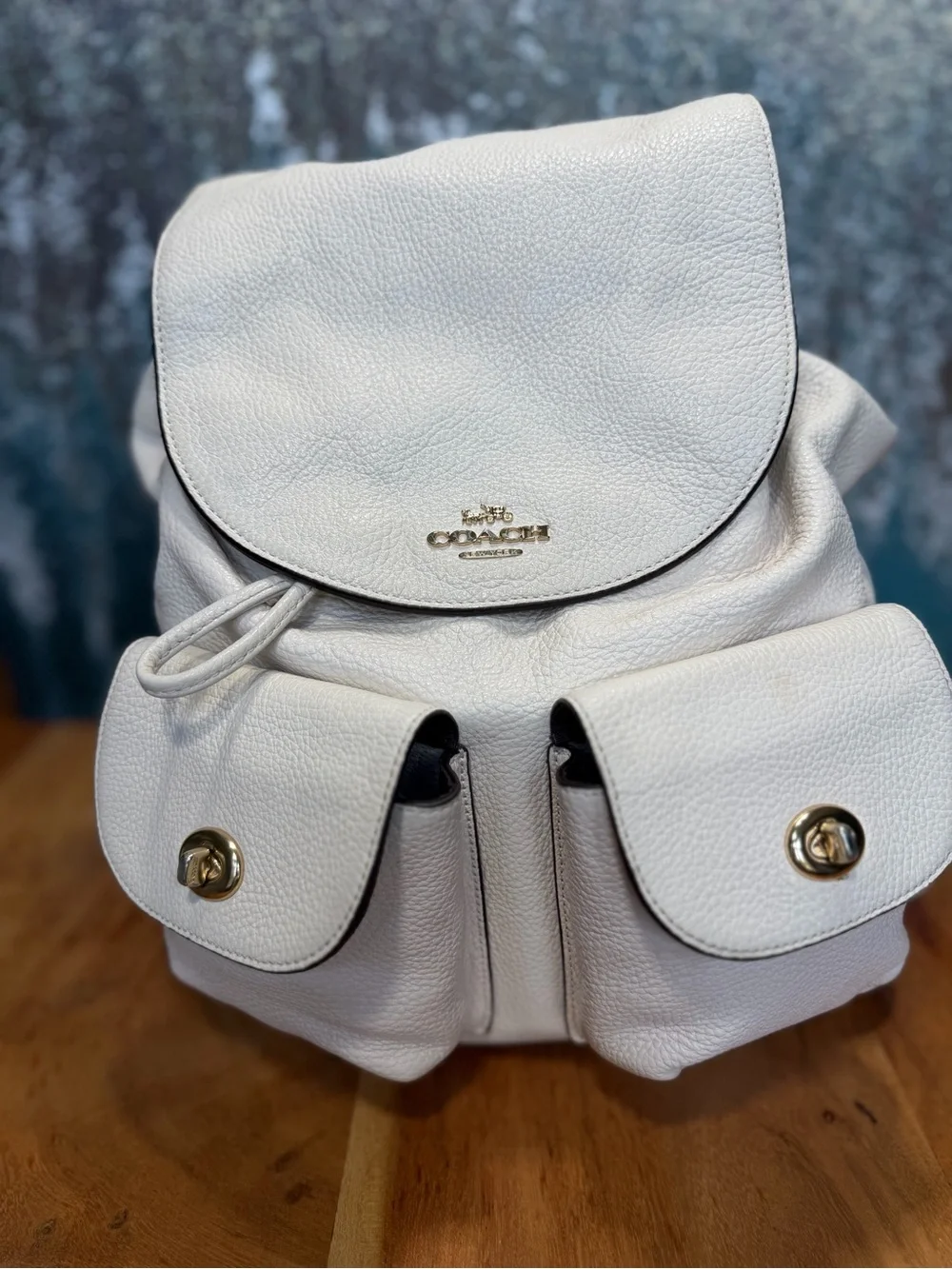 Coach Minimalist 2018 Billie Leather Backpack Chalk White Cream